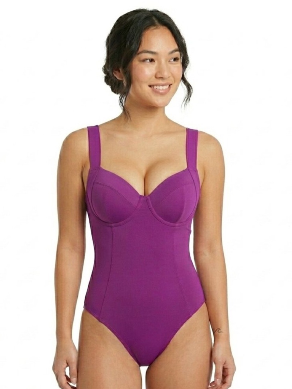 Ta3 Purple Underwire One-Piece Swimsuit